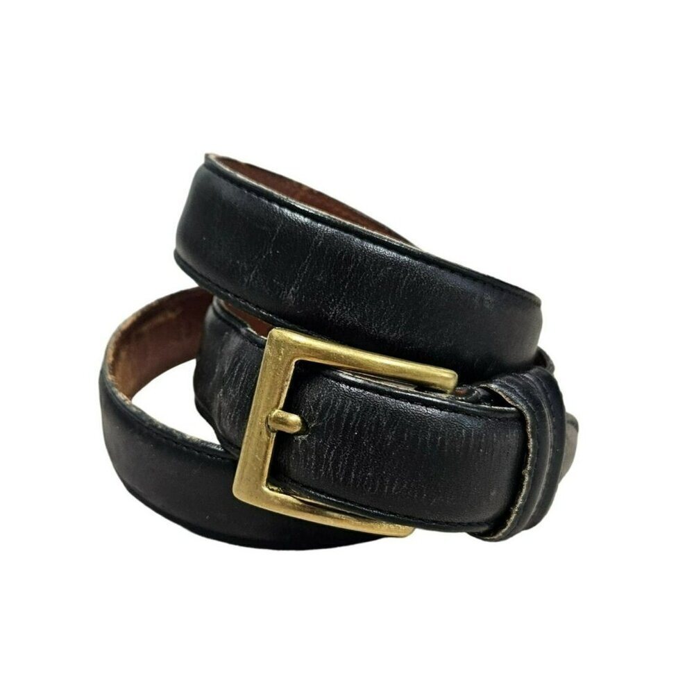 Coach Black Leather Belt‎ With Gold Brass Buckle - Handcrafted In USA size 32